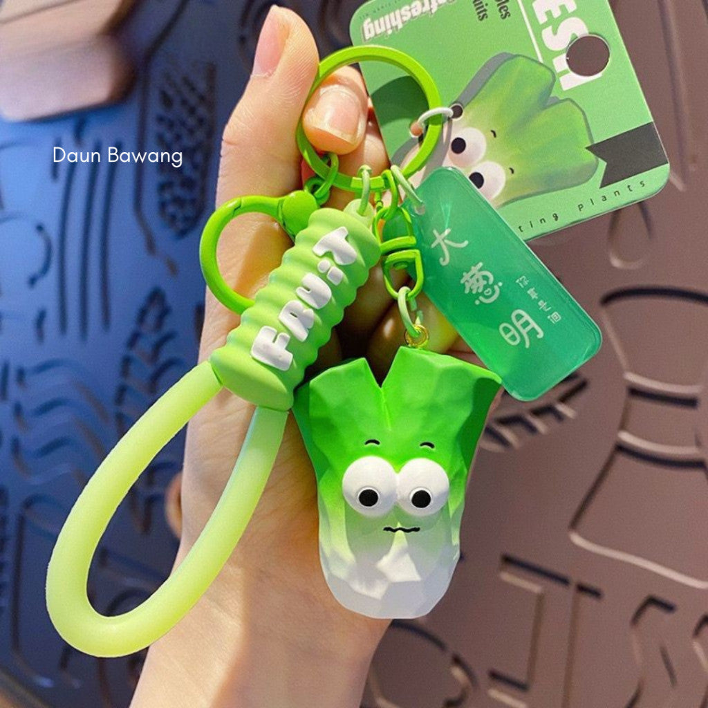 [littlecrab] Gantungan Kunci Motif Buah Sayur Mata Besar Cute Fruit Vegatable Keychain Gemoy Big Eye