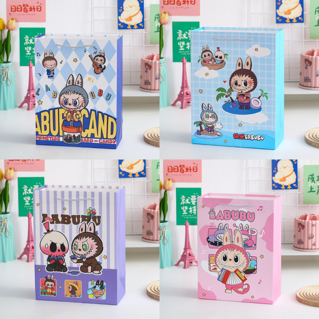 [littlecrab] Paper Bag Labubu Monster Bubuway Moena Police Girl Goodie Bag Tas Kado Unik Aesthetic