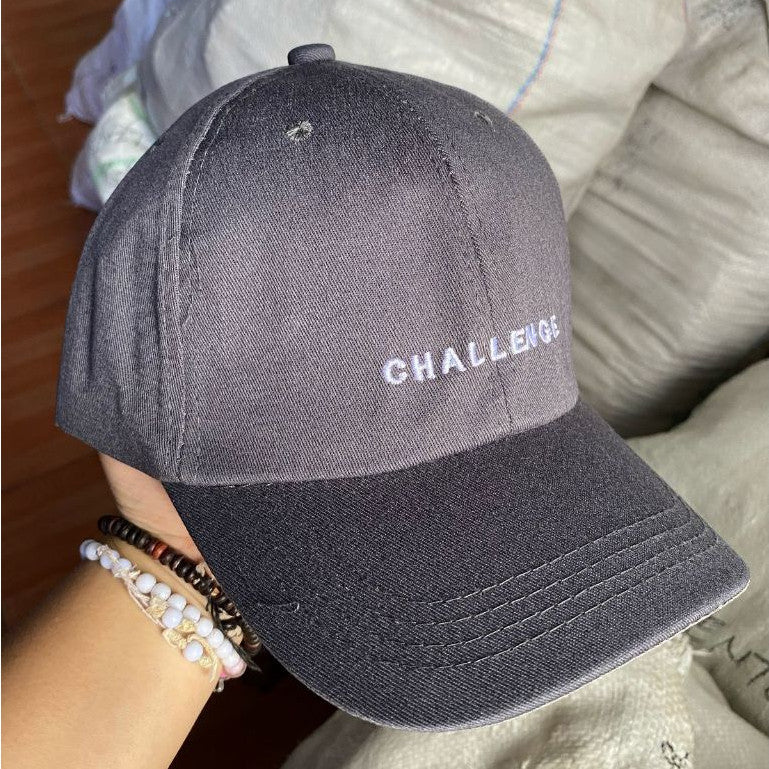 [littlecrab] Topi Baseball Cap Bordir Challenge Simple Aesthetic High Quality Polos Solid Color Fashion Topi Bisbol Korean Style