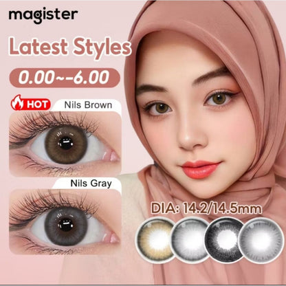 Pekanbaru Magister Softlens Minus Nils Brown Gray 14.2Mm 14.5Mm Lensa Kontak Warna Natural Lens Wedding