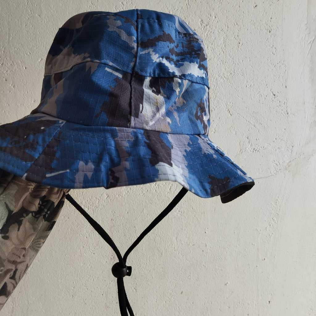 HR-Topi Rimba Gunung Tactical Hiking Outdoor Pria Wanita Dewasa Bahan Drill Anti Panas UV Topi Gunung