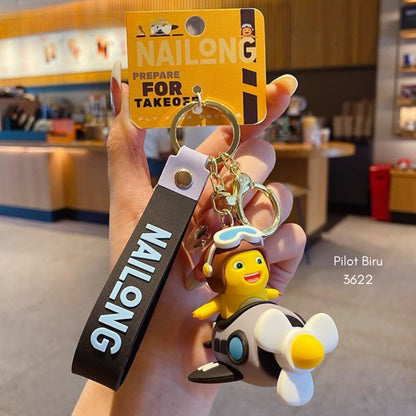 [littlecrab] Gantungan Kunci Nailong Dino Kuning Karakter Emoticon Full Body Badan Gemoy Keychain