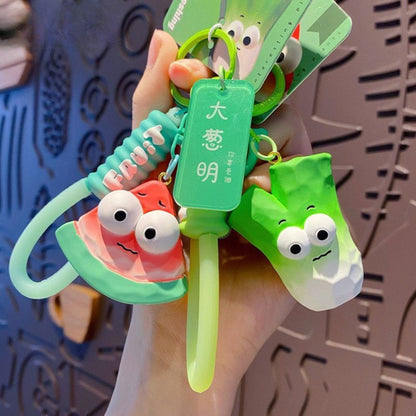 [littlecrab] Gantungan Kunci Motif Buah Sayur Mata Besar Cute Fruit Vegatable Keychain Gemoy Big Eye