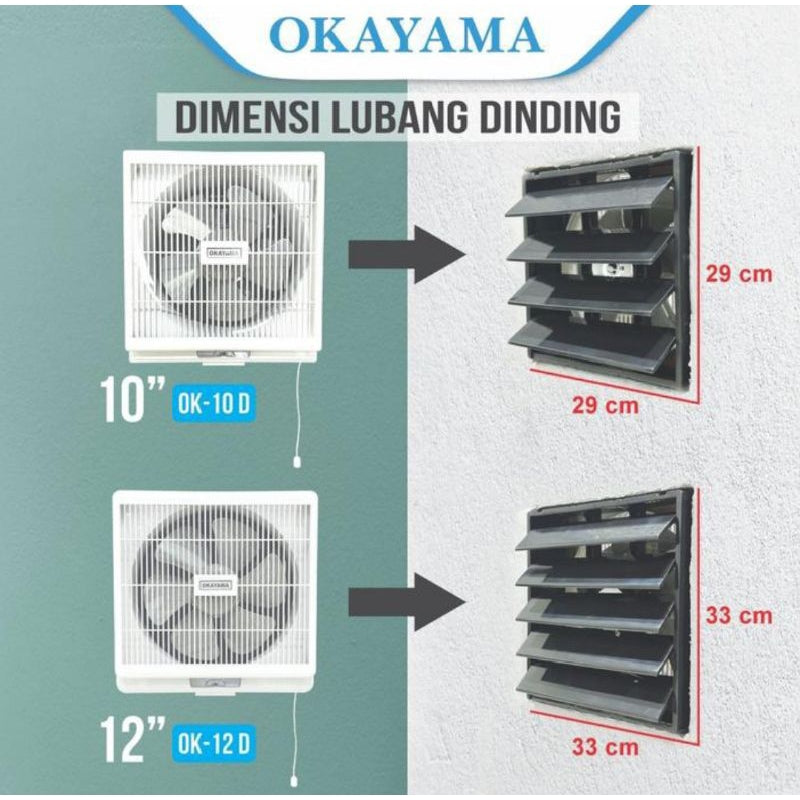Pekanbaru Exhaust Fan Okayama 10Inch Dan 12Inch / Kipas Angin Exhaust Dinding / Hexos Fan / Kipas Angin Dinding