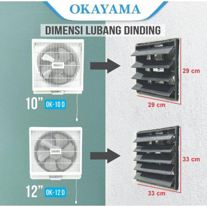 Pekanbaru Exhaust Fan Okayama 10Inch Dan 12Inch / Kipas Angin Exhaust Dinding / Hexos Fan / Kipas Angin Dinding