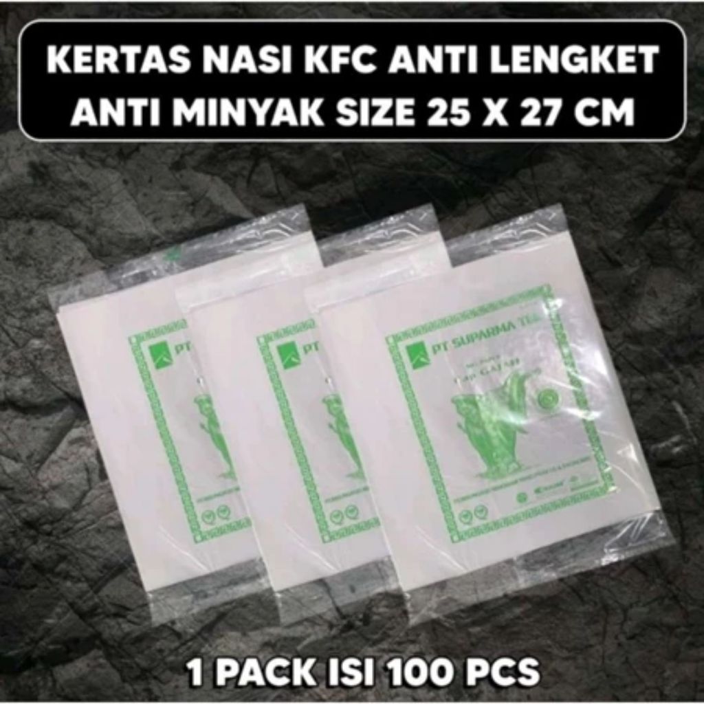Kertas Nasi KFC Cap Gajah Isi 100, Ukuran 27 x 25, Sesuai Gambar