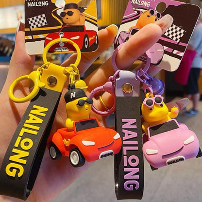 [littlecrab] Gantungan Kunci Nailong Mobil Dino Kuning Driving Car Merah Ungu Cute Keychain Gemoy