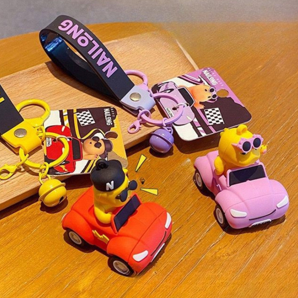 [littlecrab] Gantungan Kunci Nailong Mobil Dino Kuning Driving Car Merah Ungu Cute Keychain Gemoy