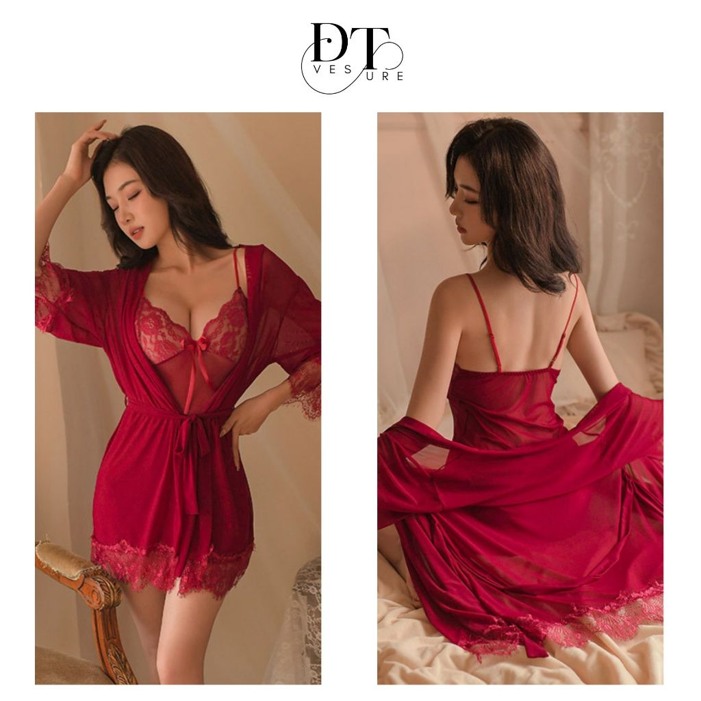 Pekanbaru Lingerie Kimono Dress Set D-116 Baju Tidur Dinas Wanita Dewasa