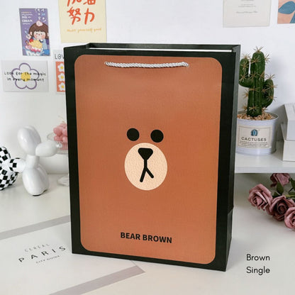 [littlecrab] Paper Bag Beruang Kelinci Coklat Putih Unik Lucu Goodie Bag Kartun Tas Kado Tali Atas