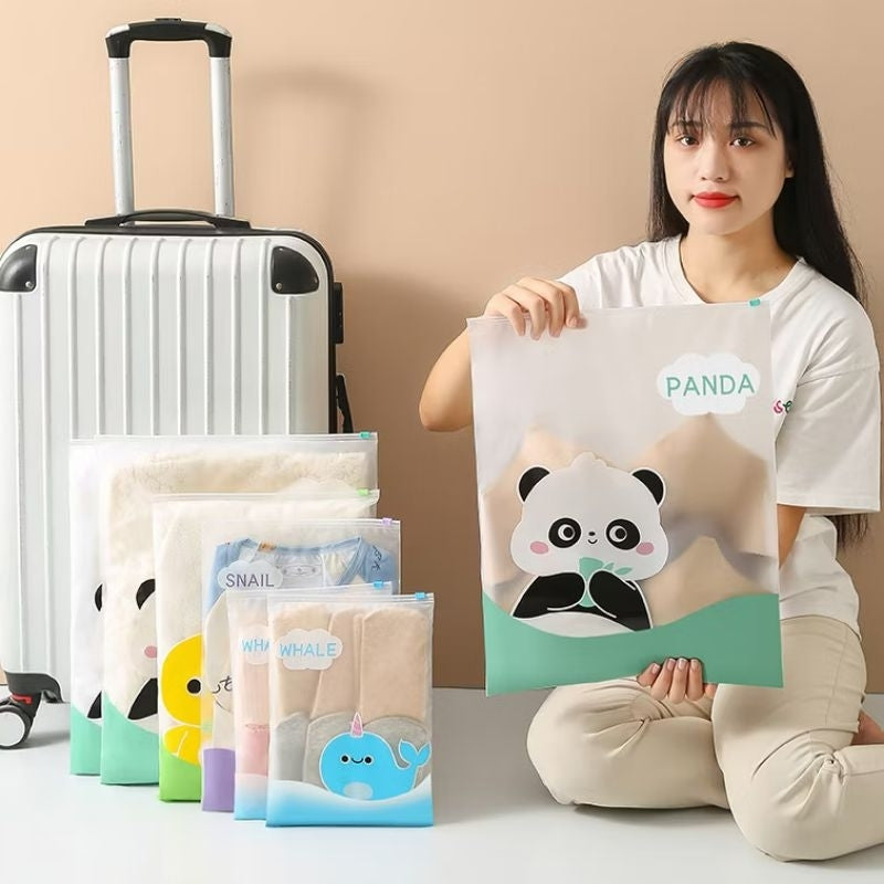 Pekanbaru Ziplock Travel Karakter Hewan Panda Lucu Pouch Penyimpanan Serbaguna