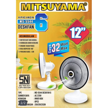 Pekanbaru Kipas Angin Meja  Mitsuyama 9 Inci Ms-5544 Dan 9,5 Inci Ms-5544 Desk Fan Ii Series
