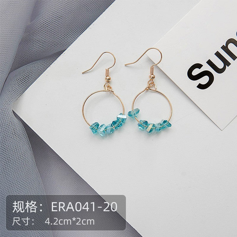 [littlecrab] Anting Wanita Emerald Gold Silver Bling Bling Simple Elegan Woman Emerald Earrings Anting Berkualitas Anting Drop Anting Hook Korean Style