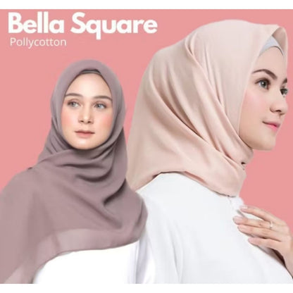 Pekanbaru Jilbab bella square berbahan polly cotton dengan ukuran 110 cm x 110 cm