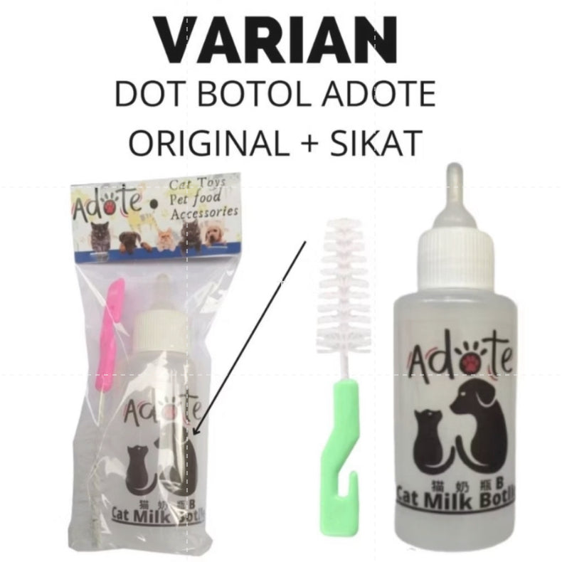 Botol Dot Susu Anak Kucing Cats Anjing Kelinci Paket Original Adote Botol 100 ml + Sikat