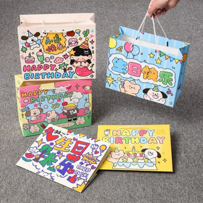 [littlecrab] Paper Bag Happy Birthday Motif Ultah Tas Kado Aesthetic Tali Atas Souvenir Printing