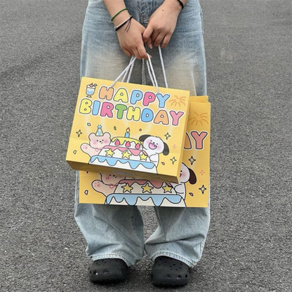 [littlecrab] Paper Bag Happy Birthday Motif Ultah Tas Kado Aesthetic Tali Atas Souvenir Printing