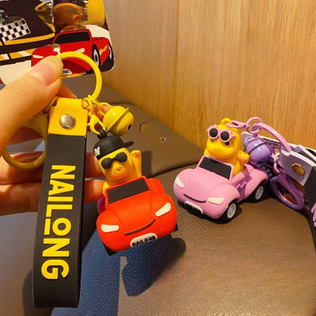 [littlecrab] Gantungan Kunci Nailong Mobil Dino Kuning Driving Car Merah Ungu Cute Keychain Gemoy