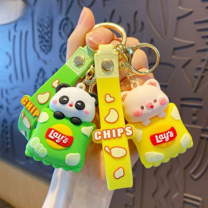 [littlecrab] Gantungan Kunci Snack Lays Karakter Panda Babi Keychain Gemoy Makanan Ringan Chips