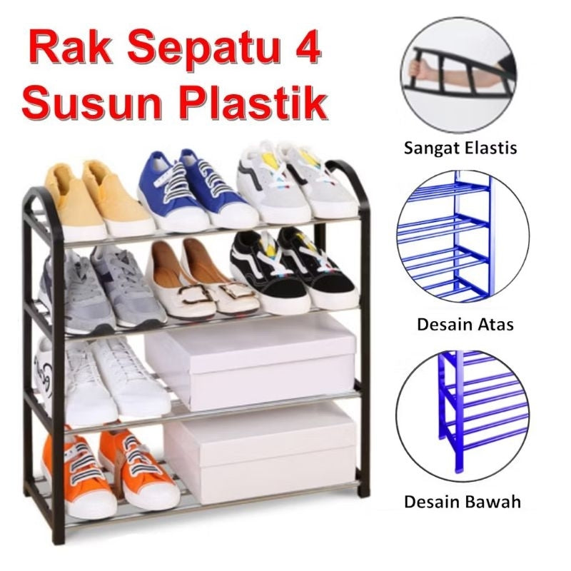 Pekanbaru Rak Sepatu Plastik 4 Susun / Rak Sepatu Serbaguna /  Rak Sepatu Plastik / Rak