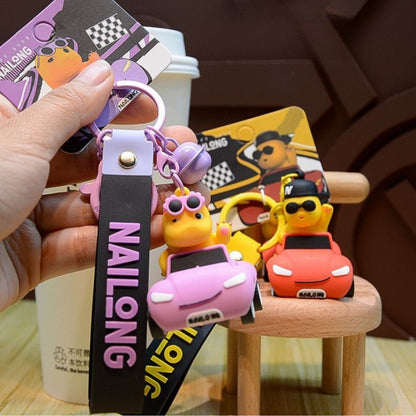[littlecrab] Gantungan Kunci Nailong Mobil Dino Kuning Driving Car Merah Ungu Cute Keychain Gemoy