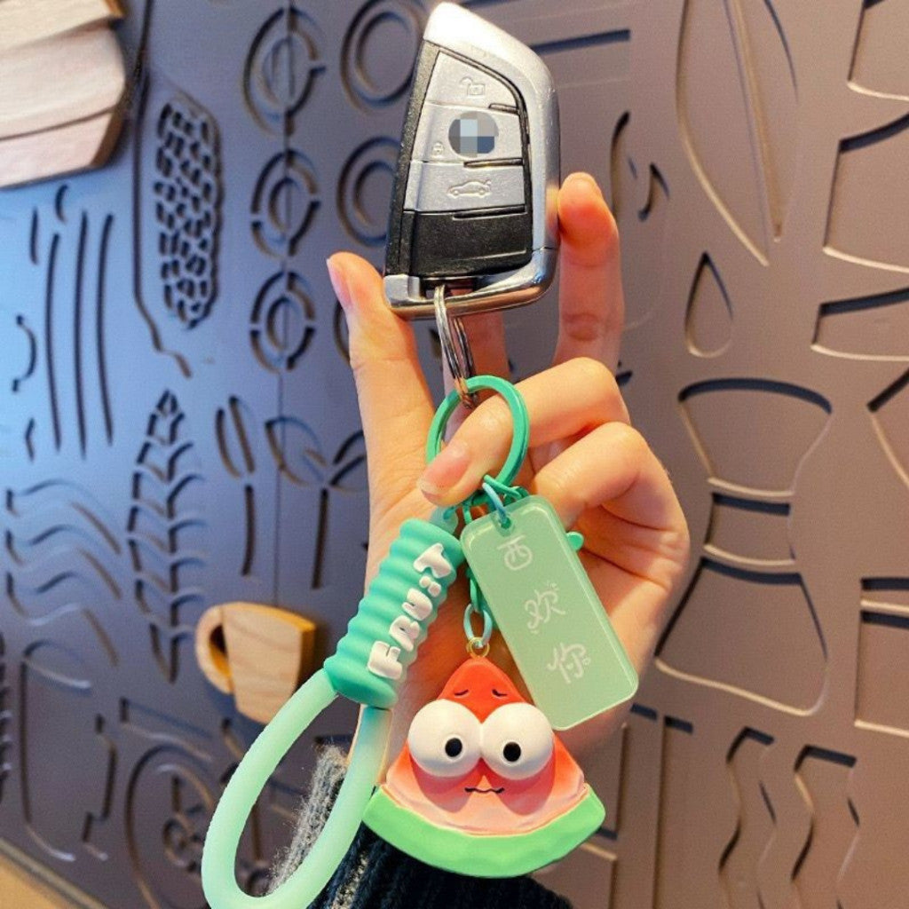 [littlecrab] Gantungan Kunci Motif Buah Sayur Mata Besar Cute Fruit Vegatable Keychain Gemoy Big Eye