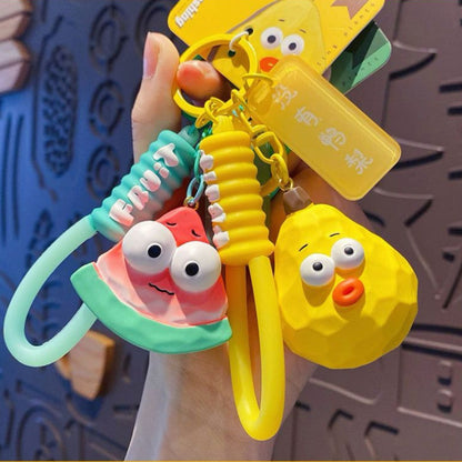 [littlecrab] Gantungan Kunci Motif Buah Sayur Mata Besar Cute Fruit Vegatable Keychain Gemoy Big Eye