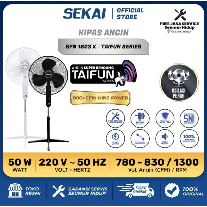 Pekanbaru Kipas Angin Sekai 16" Sfn-1622 X / Sfn 1623 X / Kipas Angin Berdiri Sekai Sfn 1622X / Sfn 1623X Taifun Series