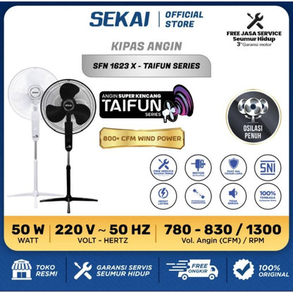 Pekanbaru Kipas Angin Sekai 16" Sfn-1622 X / Sfn 1623 X / Kipas Angin Berdiri Sekai Sfn 1622X / Sfn 1623X Taifun Series