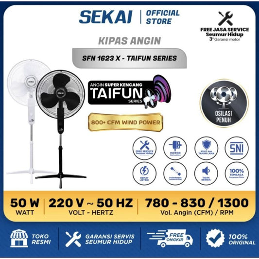 Pekanbaru Kipas Angin Sekai 16" Sfn-1622 X / Sfn 1623 X / Kipas Angin Berdiri Sekai Sfn 1622X / Sfn 1623X Taifun Series