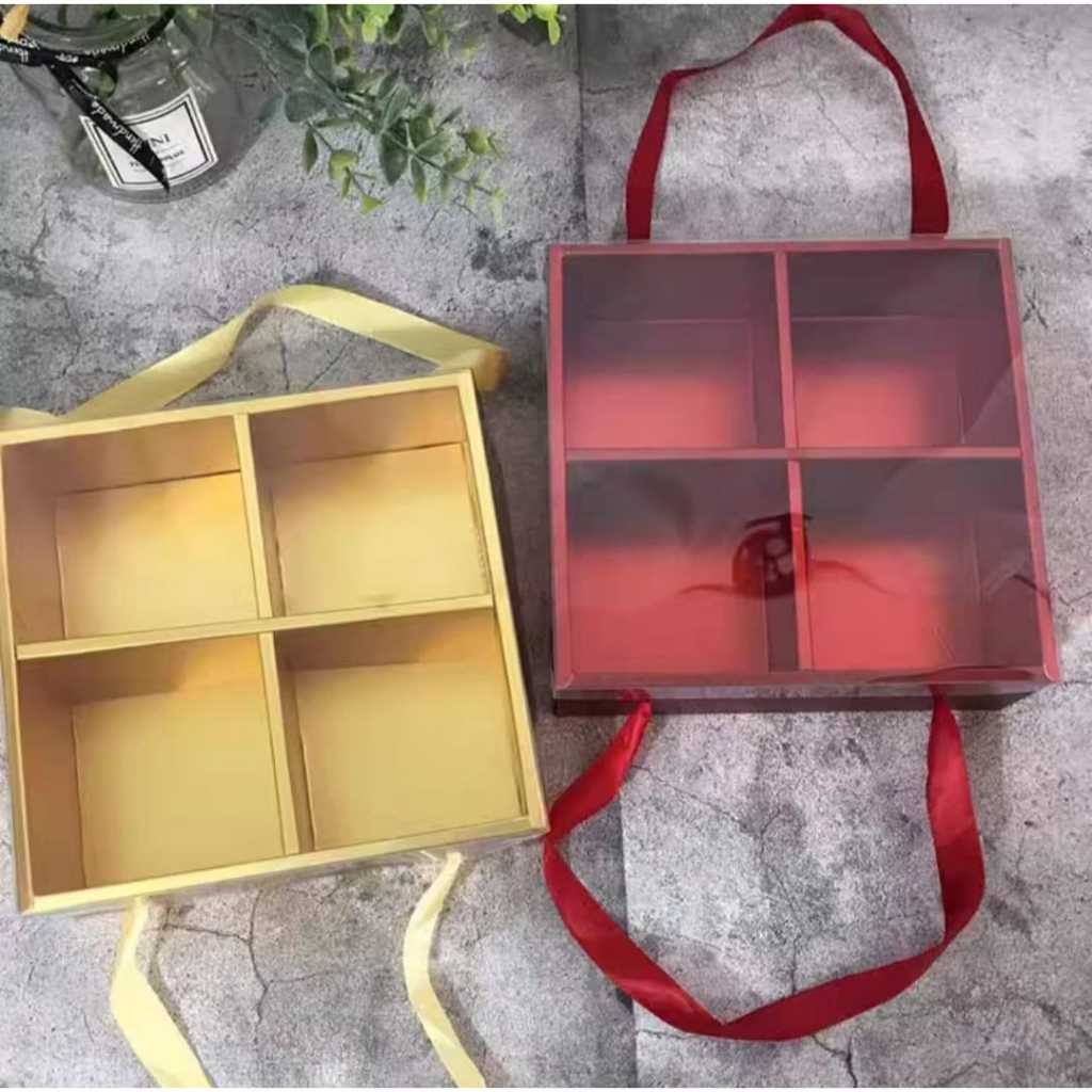 Pekanbaru Box / Kotak Mooncake / Cookies Sekat 4 Tutup Mika Warna