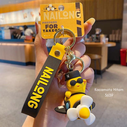 [littlecrab] Gantungan Kunci Nailong Dino Kuning Karakter Emoticon Full Body Badan Gemoy Keychain