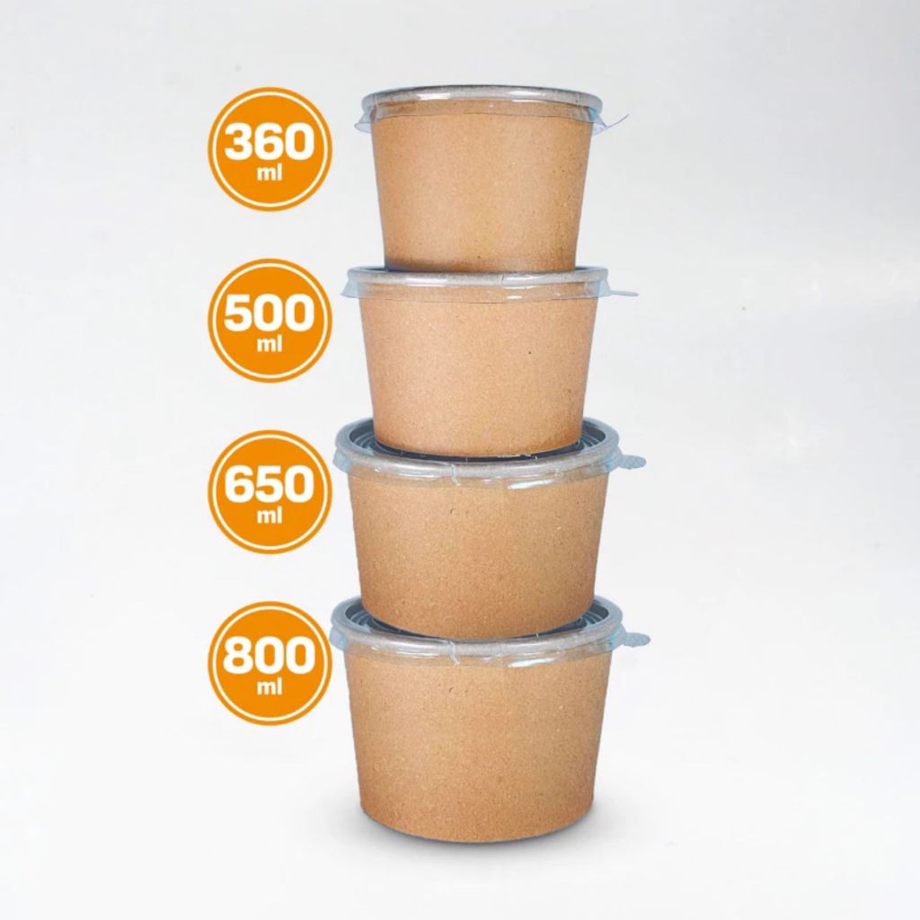 Paper Bowl Kraft Warna Coklat Kemasan Rice Bowl Nasi Mie Sup Laminasi
