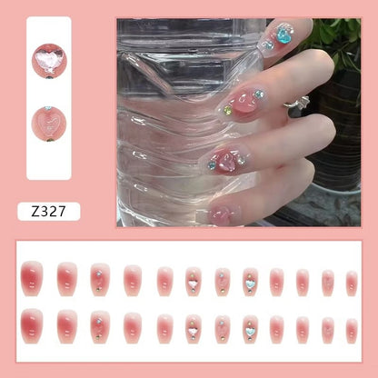Pekanbaru (24Pcs Free Lem) Kuku Palsu Murah Tahan Air Fashion Nail Art 3D Korea Fake Nails Manicure