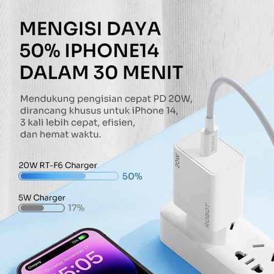 Pekanbaru Robot Rt-F6 Adapter Charger Usb-C With Kabel Usb C To Iphone Pd 20W