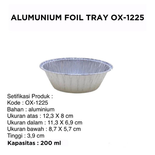 Pekanbaru 25 Pcs Alumunium Foil Tray OX 1225 Kemasan Dimsum Mentai Lasagna Macaroni Schotel Spaghetti Brulee