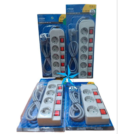 Pekanbaru Stop Kontak Uticon Kabel 1.5M / Cok Sambung Uticon Switch 3 Lobang 4 Lobang 5 Lobang 6 Lobang