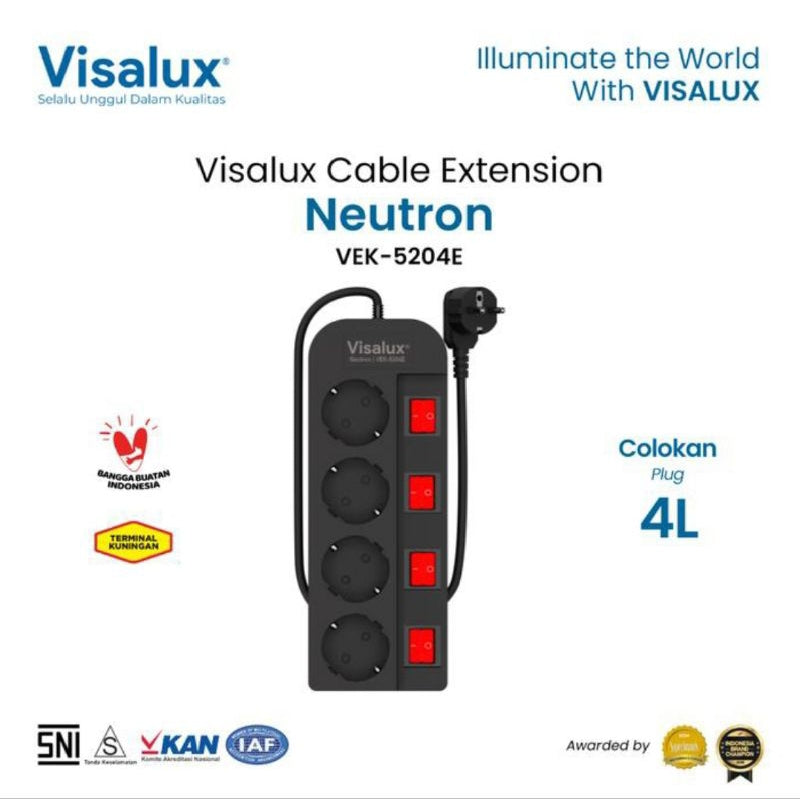 Pekanbaru Visalux Kabel Extension Neutron ( Stop Kontak Kabel Visalux 3 Lobang Dan 4 Lobang ) Panjang 2 Meter