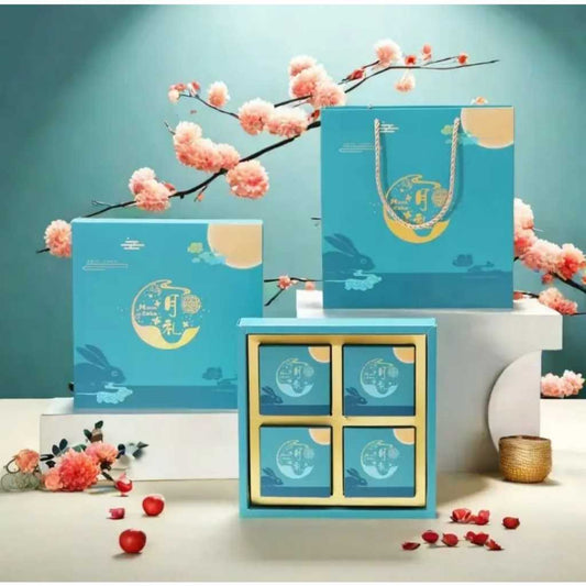 Pekanbaru Mooncake Hampers Box / Kotak Kue Bulan Set Mini + P.Bag Sekat 4, 100-125Gr
