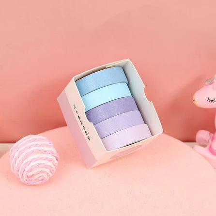 Roll Masking Washi Tape Set 5 Pcs Basic Pattern Isi 5 Selotip Bahan Kertas Washi