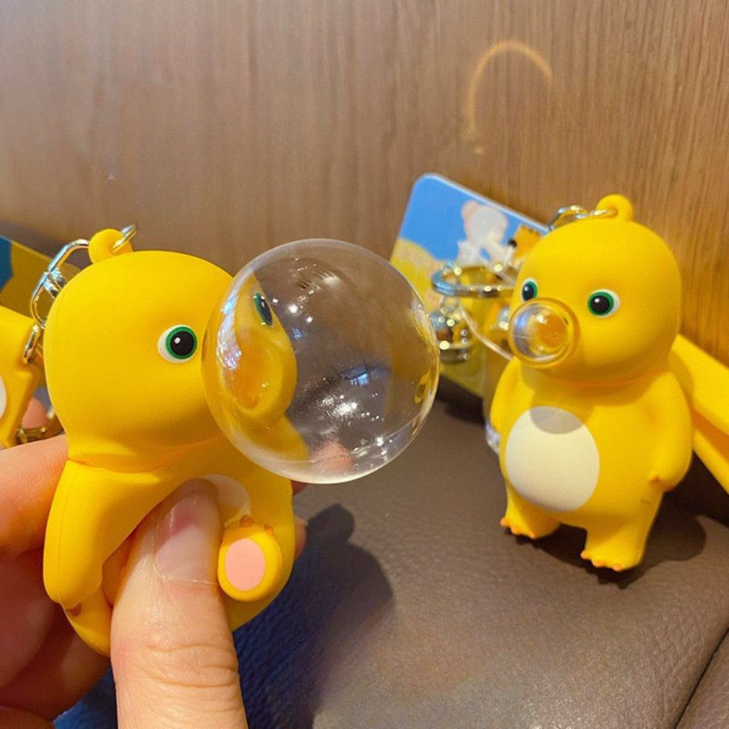 [littlecrab] Gantungan Kunci Nailong Kompeng Dodot Bubble Tiup Balon Keychain Dino Kuning Black Face
