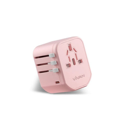 Pekanbaru Vivan Vps-T003A Universal Travel Adaptor 20W (Black / Pink / Green)