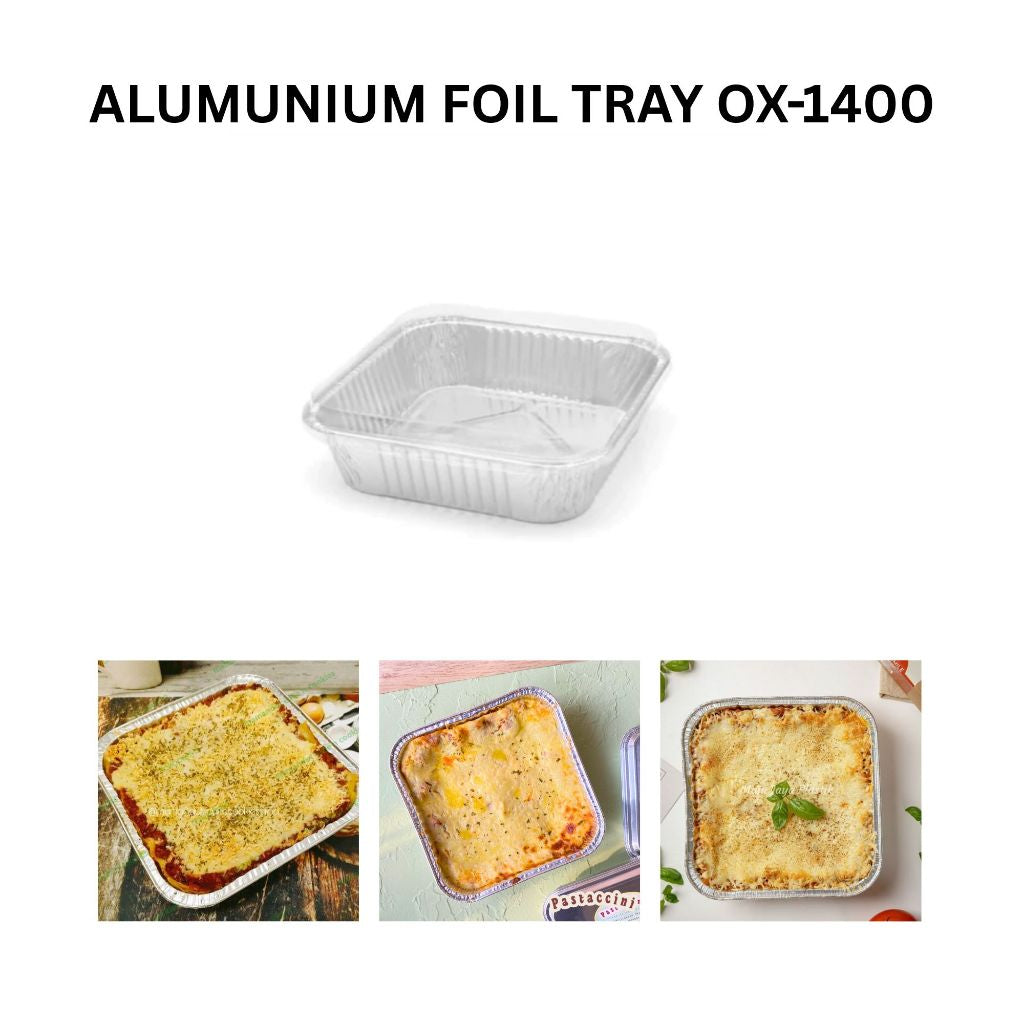 10 Pcs Alumunium Foil Tray OX 1400 Kemasan Dimsum Mentai Lasagna Macaroni Schotel Spaghetti Brulee