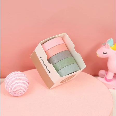 Roll Masking Washi Tape Set 5 Pcs Basic Pattern Isi 5 Selotip Bahan Kertas Washi