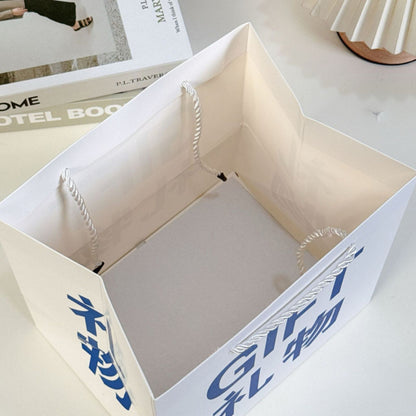 [littlecrab] Paper Bag Gift Hadiah Biru Putih Tas Kado Persegi Square Box Goodie Bag Tali Atas