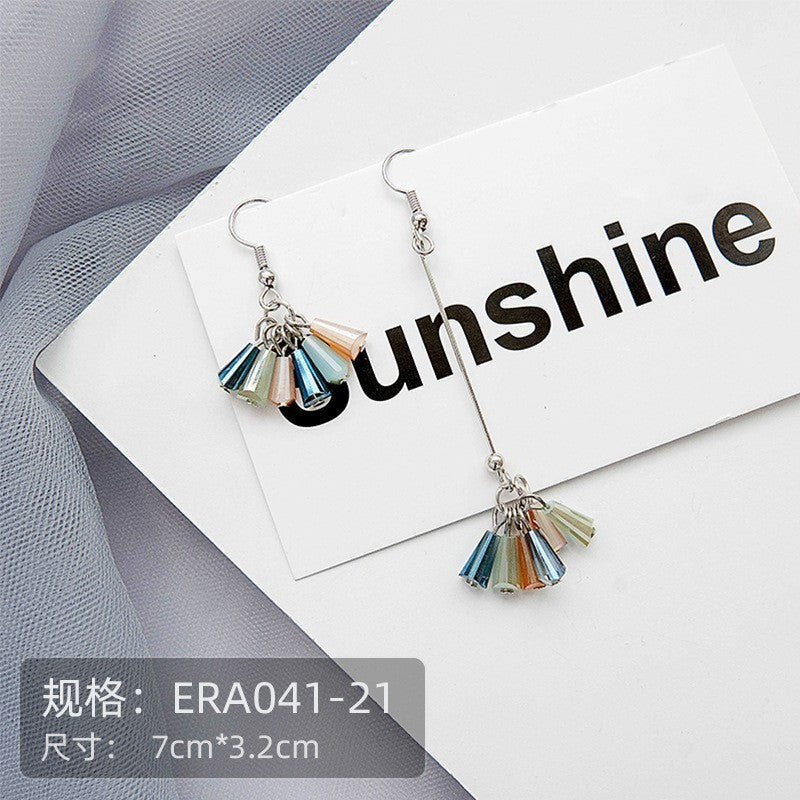 [littlecrab] Anting Wanita Emerald Gold Silver Bling Bling Simple Elegan Woman Emerald Earrings Anting Berkualitas Anting Drop Anting Hook Korean Style