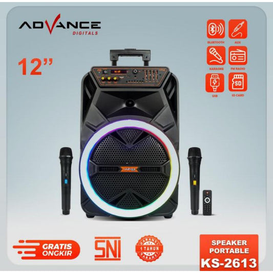 Pekanbaru Speaker Bluetooth / Speaker Advance 12" Ks-2613 Free 2 Mic Wireless / Speaker Portable Advance 12Inch Ks 2613