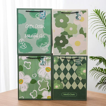 [littlecrab] Paper Bag Hijau Daun Bunga Goodie Bag Green Flower Tas Kado Tali Atas Tempat Souvenir