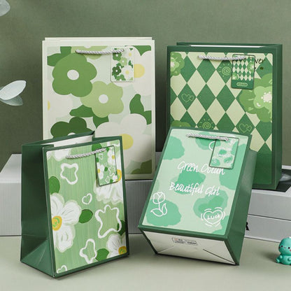 [littlecrab] Paper Bag Hijau Daun Bunga Goodie Bag Green Flower Tas Kado Tali Atas Tempat Souvenir