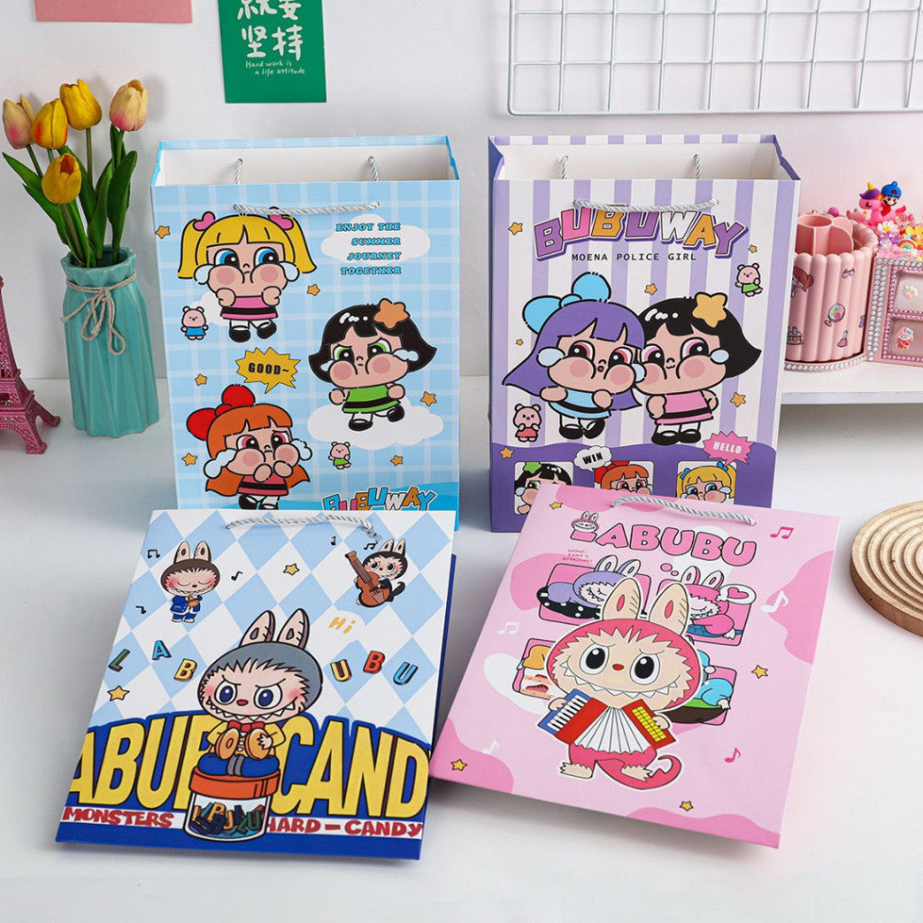 [littlecrab] Paper Bag Labubu Monster Bubuway Moena Police Girl Goodie Bag Tas Kado Unik Aesthetic